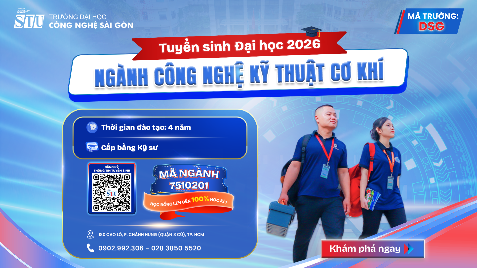 Tuyển sinh ngành Công nghệ kỹ thuật Cơ khí năm 2026 tại Trường Đại học Công nghệ Sài Gòn (STU)